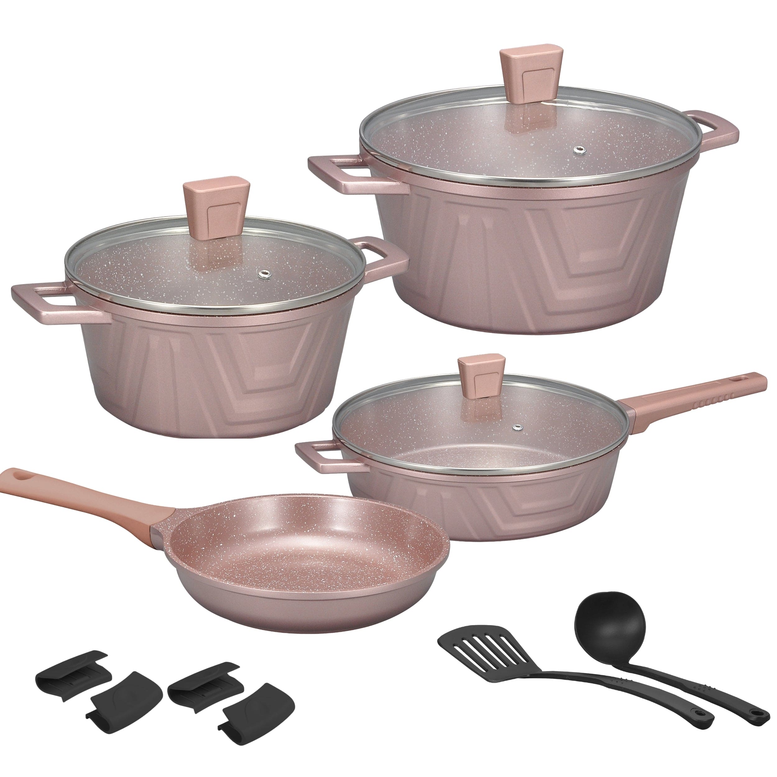 KOCHSTELLE Batería de Cocina Modern Color Rosa Antiadherente de 13 piezas