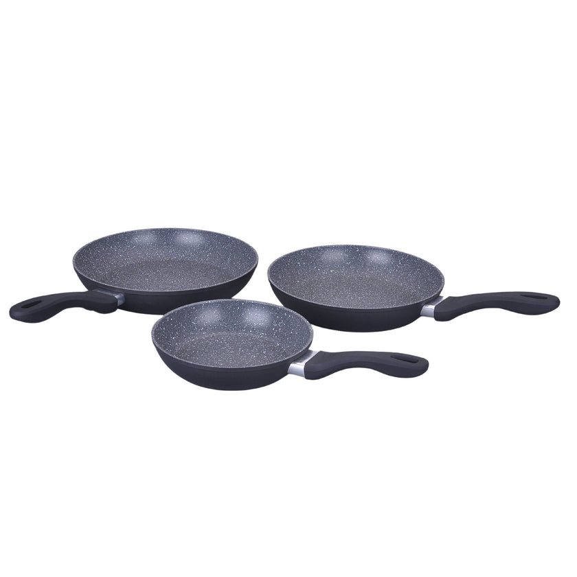 KOCHSTELLE Set de Sartenes de Mármol Color Negro Antiadherente de 3 piezas