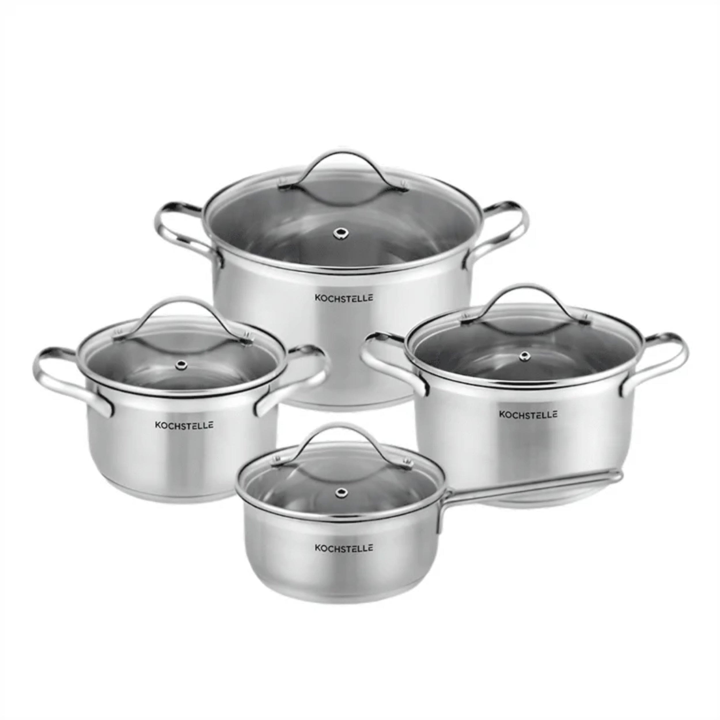 KOCHSTELLE Batería de Cocina de Acero Inoxidable Material de 18/10 de 8 piezas