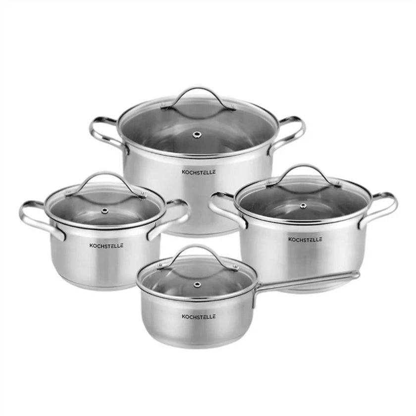 KOCHSTELLE Batería de Cocina de Acero Inoxidable Material de 18/10 de 8 piezas