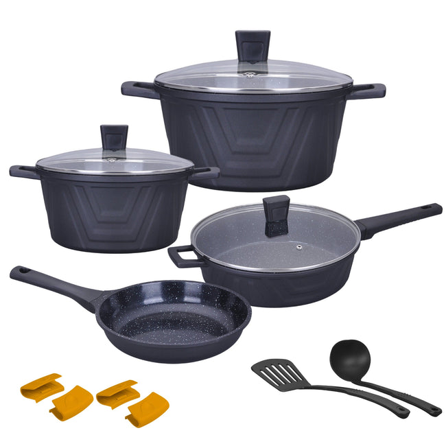 KOCHSTELLE Batería de Cocina Modern Color Negro Antiadherente de 13 piezas