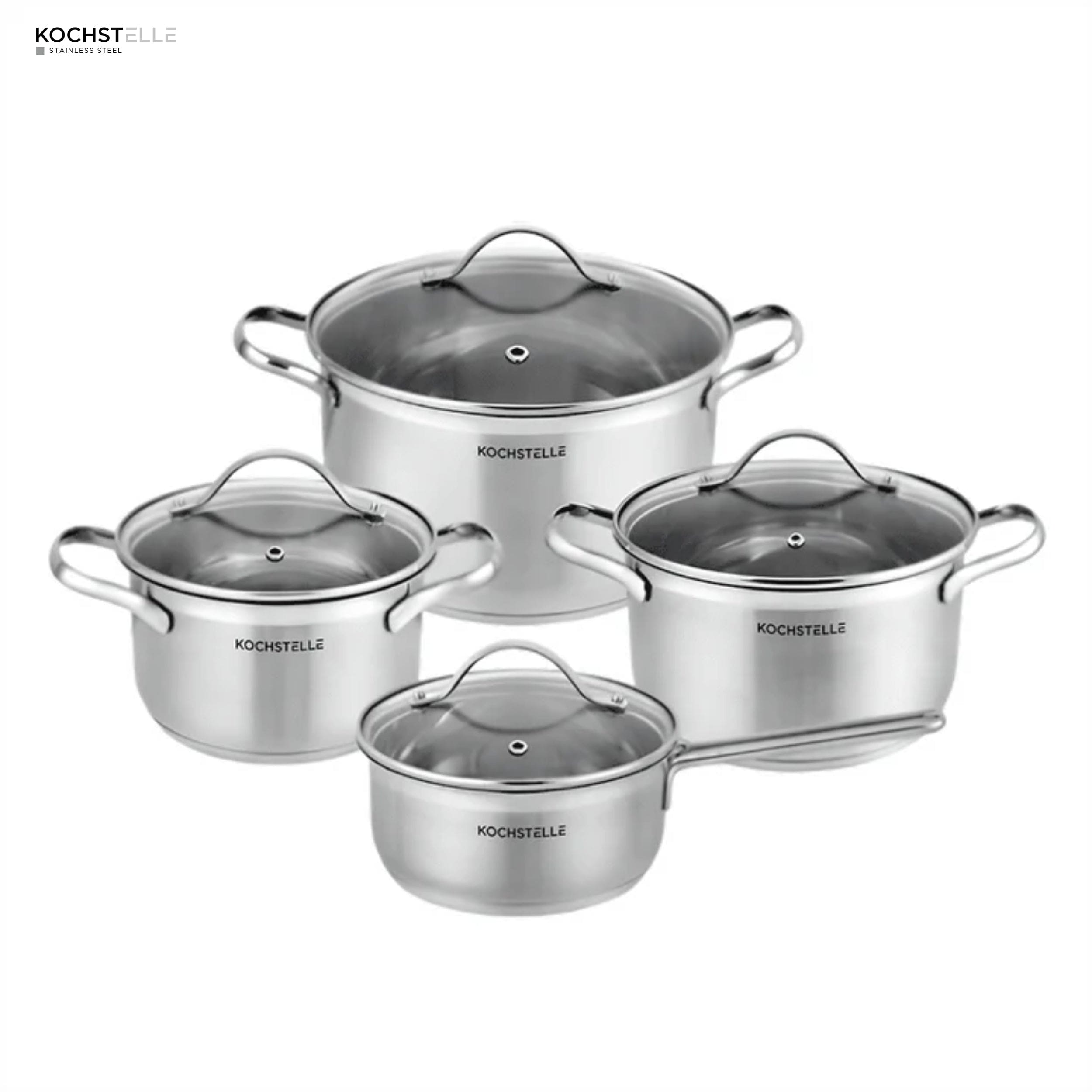 KOCHSTELLE Batería de Cocina de Acero Inoxidable Material de 18/10 de 8 piezas