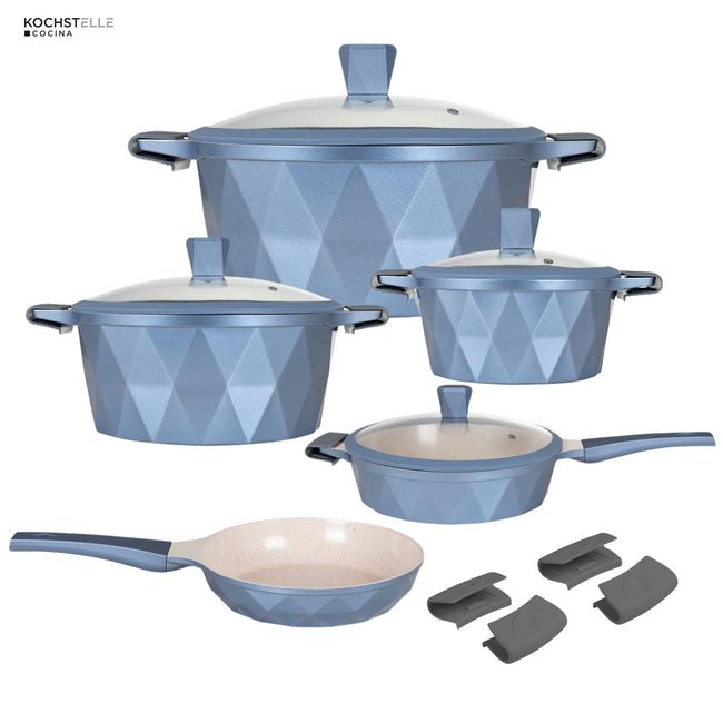 KOCHSTELLE Batería de Cocina Serenity Color Azul Antiadherente de 13 piezas
