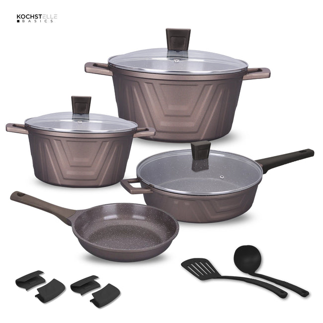 KOCHSTELLE Batería de Cocina Modern Color Café Antiadherente de 13 piezas