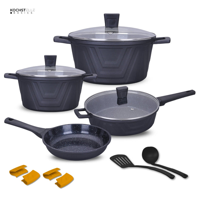 KOCHSTELLE Batería de Cocina Modern Color Negro Antiadherente de 13 piezas