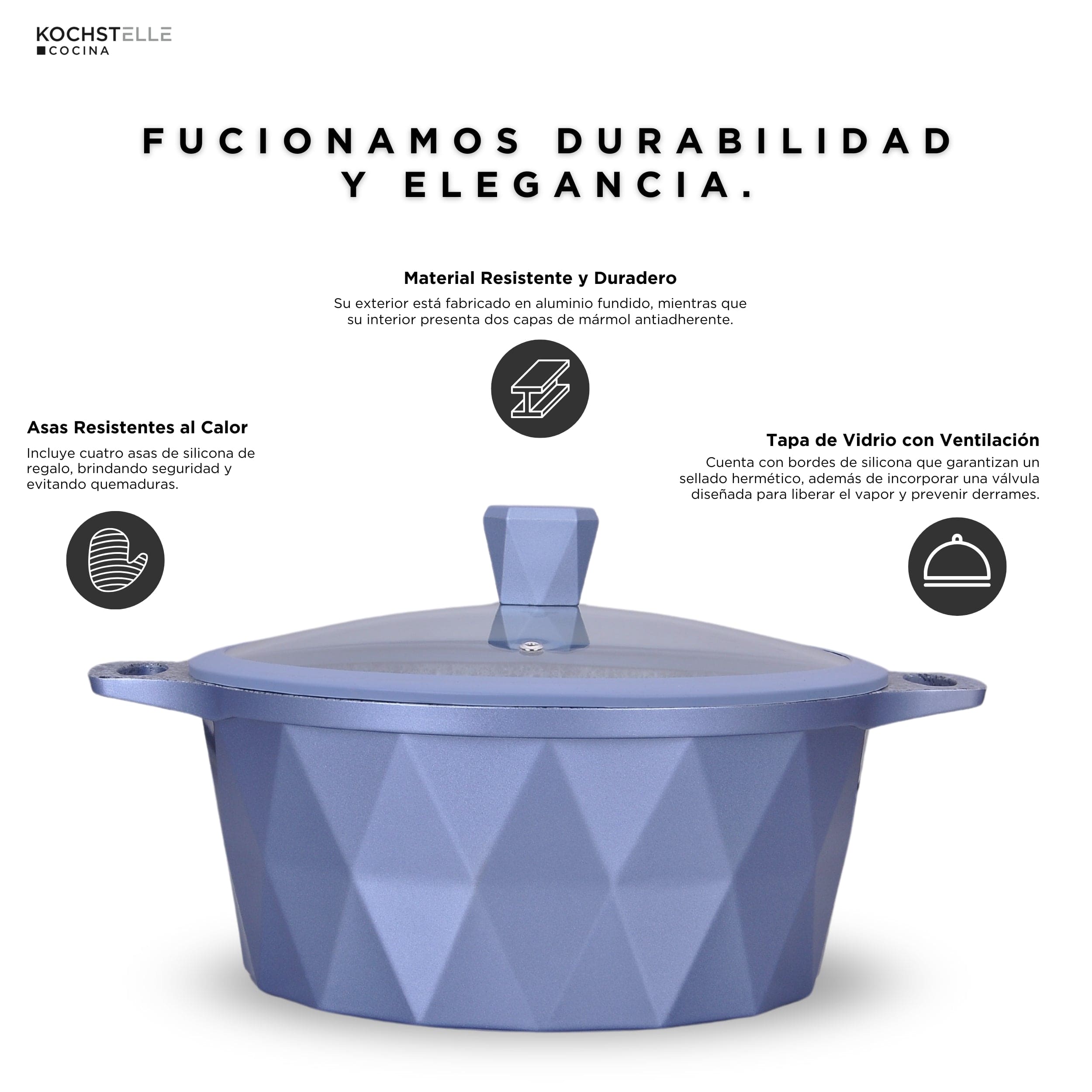 KOCHSTELLE Batería de Cocina Serenity Color Azul Antiadherente de 13 piezas
