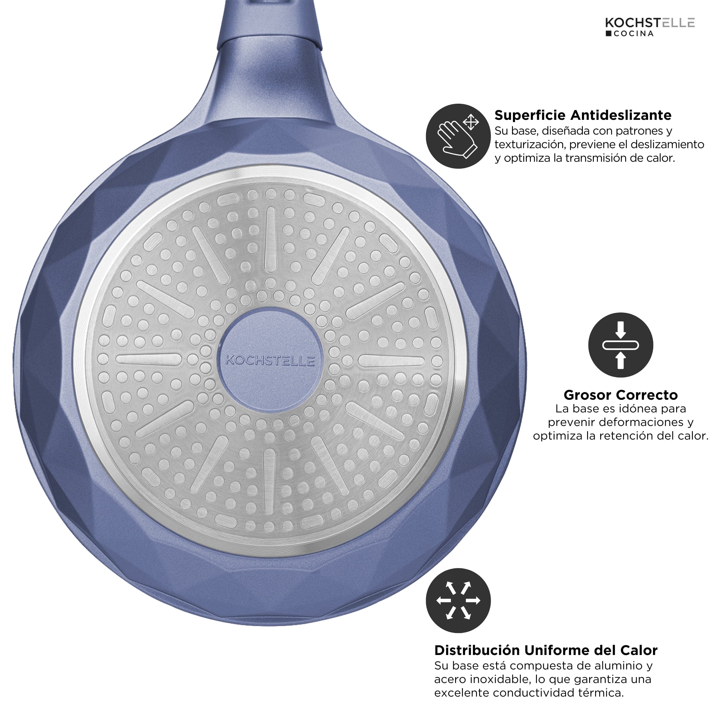 KOCHSTELLE Batería de Cocina Serenity Color Azul Antiadherente de 13 piezas