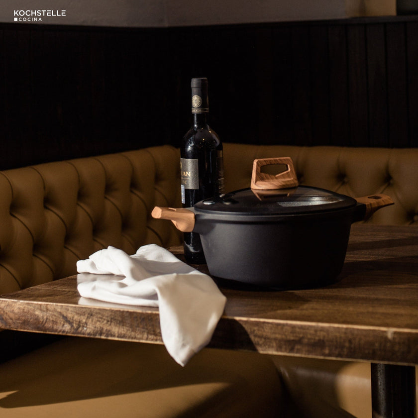 KOCHSTELLE Batería de Cocina Wood Color Negro Antiadherente de 10 piezas