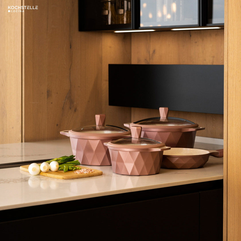 KOCHSTELLE Batería de Cocina Serenity Color Rosa Antiadherente de 13 piezas