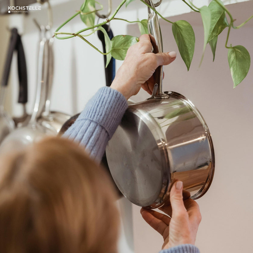 KOCHSTELLE Batería de Cocina de Acero Inoxidable Material de 18/10 de 8 piezas