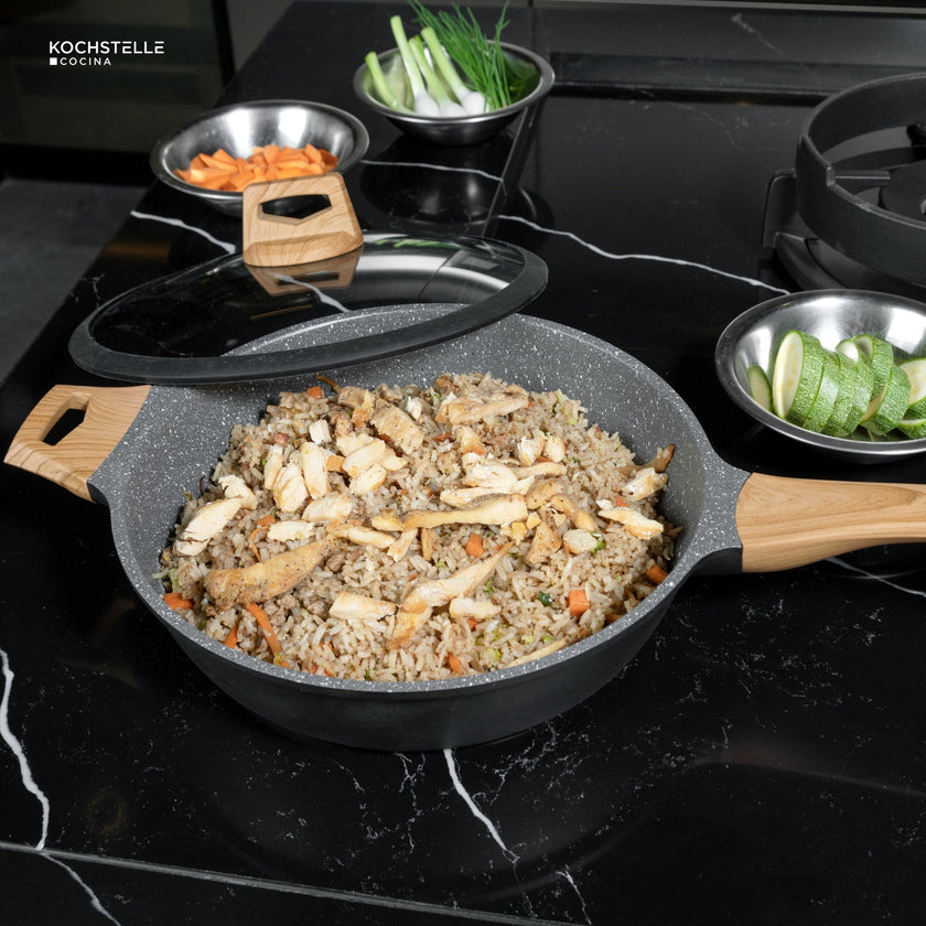 KOCHSTELLE Batería de Cocina Wood Color Negro Antiadherente de 10 piezas