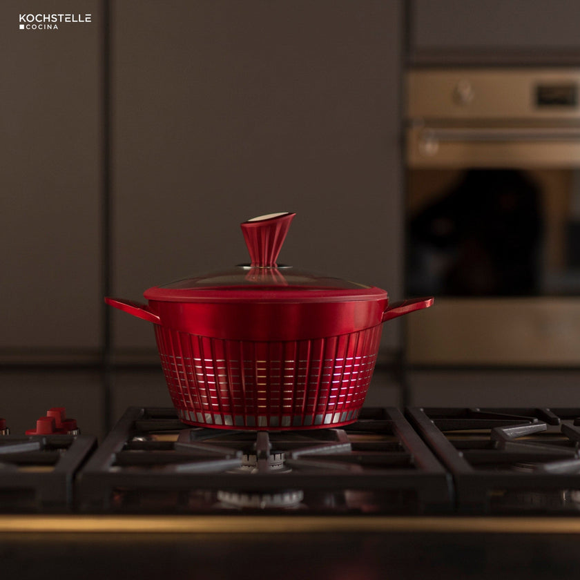 KOCHSTELLE Batería de Cocina Luxury Color Rojo Antiadherente de 13 piezas