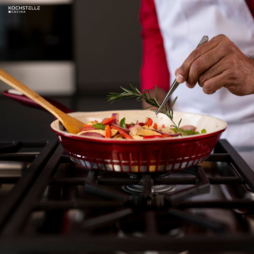 KOCHSTELLE Batería de Cocina Luxury Color Rojo Antiadherente de 13 piezas