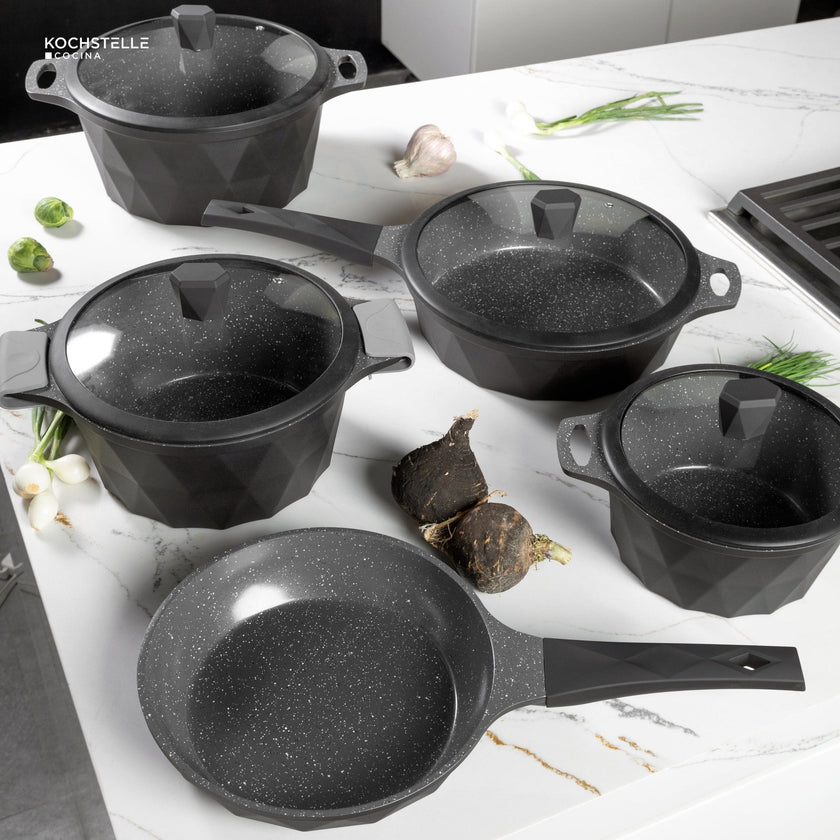 KOCHSTELLE Batería de Cocina Serenity Color Negro Antiadherente de 13 piezas
