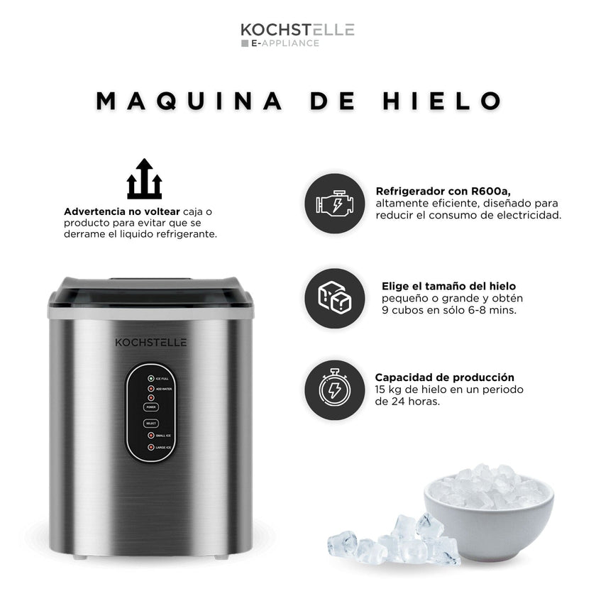 KOCHSTELLE Máquina de Hielo MH2501, Eléctrica 15Kg-24 Horas