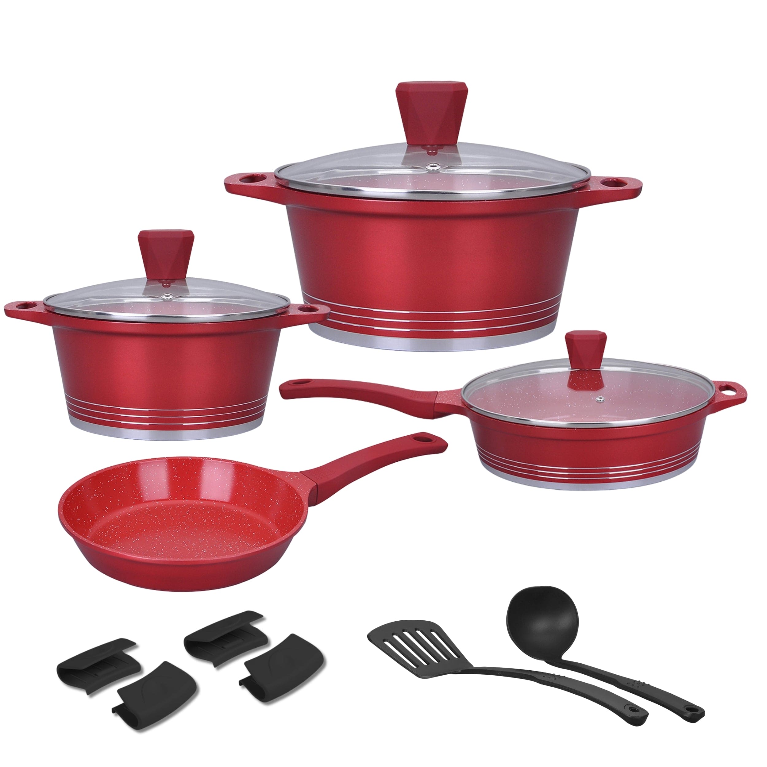 KOCHSTELLE Batería de Cocina Joys Color Rojo Antiadherente de 13 piezas