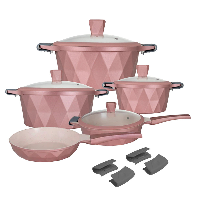 KOCHSTELLE Batería de Cocina Serenity Color Rosa Antiadherente de 13 piezas