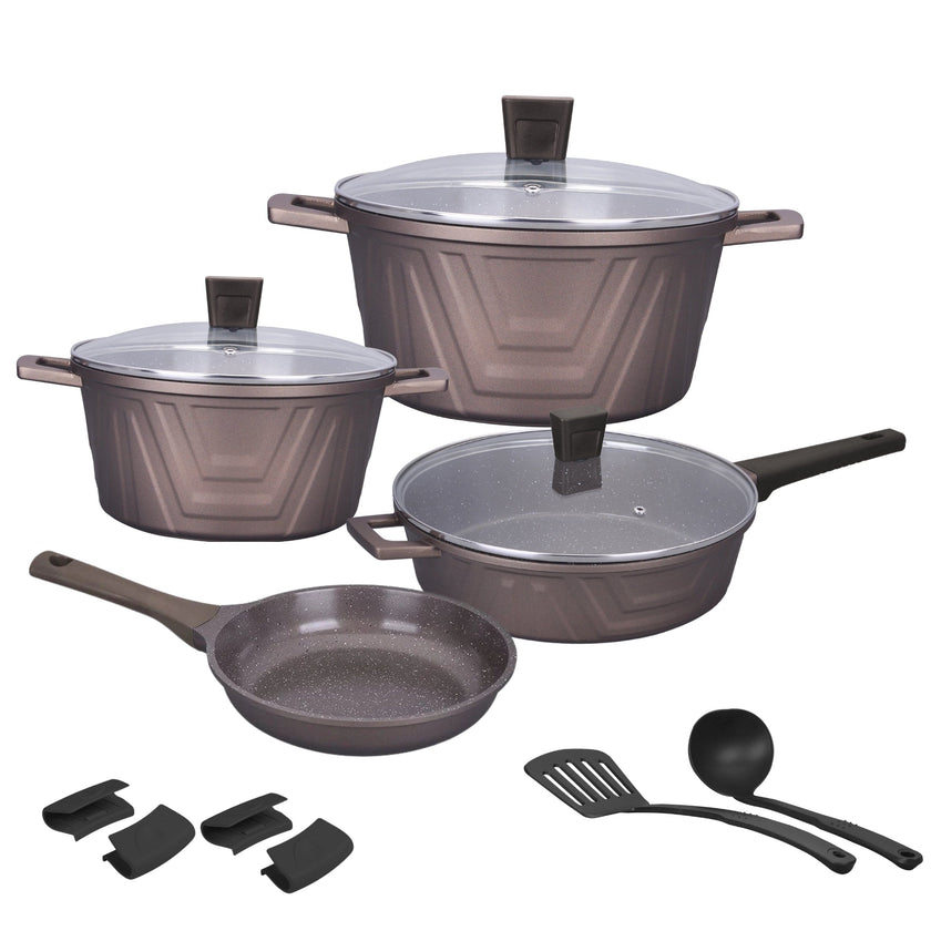 KOCHSTELLE Batería de Cocina Modern Color Café Antiadherente de 13 piezas