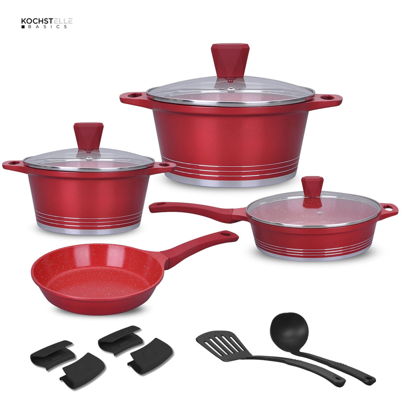 KOCHSTELLE Batería de Cocina Joys Color Rojo Antiadherente de 13 piezas