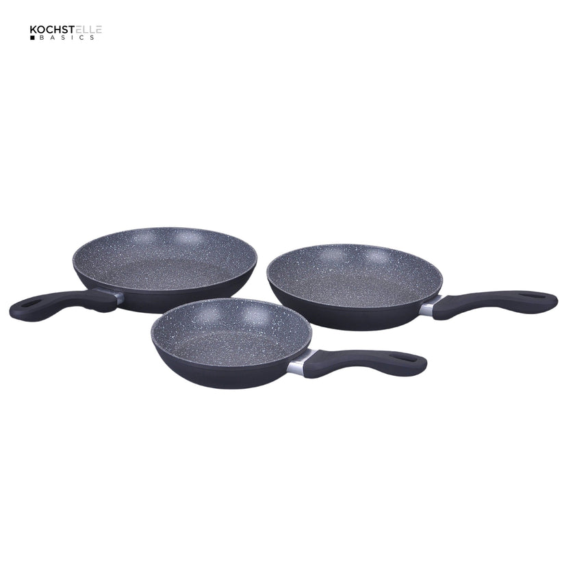 KOCHSTELLE Set de Sartenes de Mármol Color Negro Antiadherente de 3 piezas