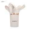 KOCHSTELLE Juego de Utensilios de Cocina Color Blanco, Silicón con Madera 12 piezas