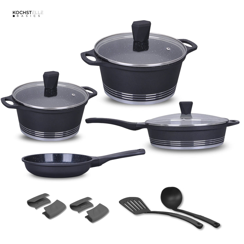 KOCHSTELLE Batería de Cocina Joys Color Negro Antiadherente de 13 piezas