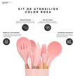 KOCHSTELLE Juego de Utensilios de Cocina Color Rosa, Silicón con Madera 12 piezas