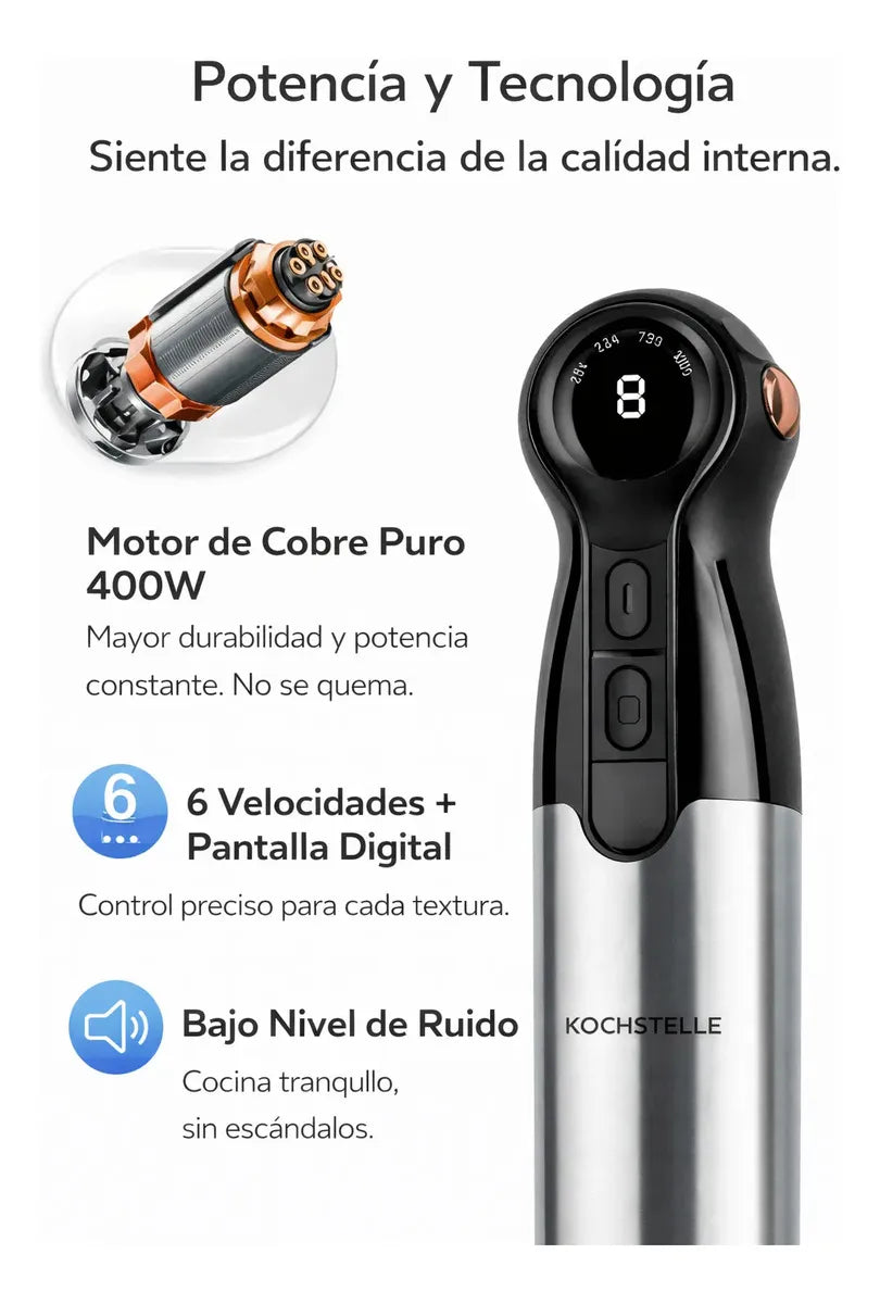 Batidora De Mano Multifuncional 5 En 1 Procesador Y Espumado