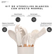 KOCHSTELLE Juego de Utensilios de Cocina Color Blanco, Silicón con Madera 12 piezas