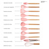 KOCHSTELLE Juego de Utensilios de Cocina Color Rosa, Silicón con Madera 12 piezas