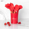 KOCHSTELLE Juego de Utensilios de Cocina Color Rojo, Silicón con Madera 12 piezas