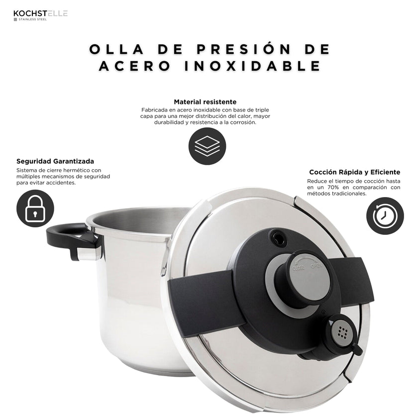 KOCHSTELLE Olla Express de Acero Inoxidable 8 Litros