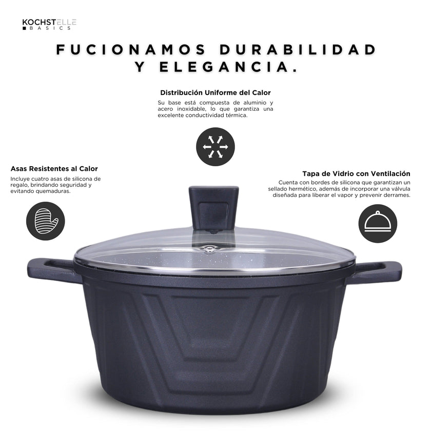 KOCHSTELLE Batería de Cocina Modern Color Negro Antiadherente de 13 piezas