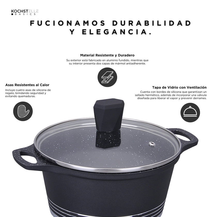 KOCHSTELLE Batería de Cocina Joys Color Negro Antiadherente de 13 piezas
