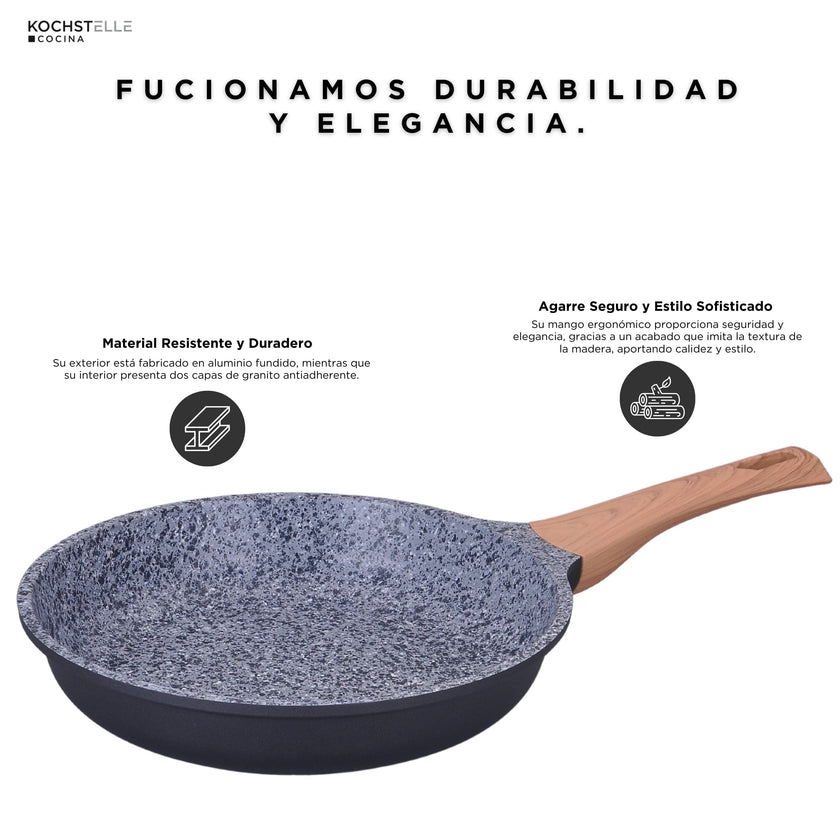 KOCHSTELLE Sartén de Granito Color Negro Antiadherente 1 pieza