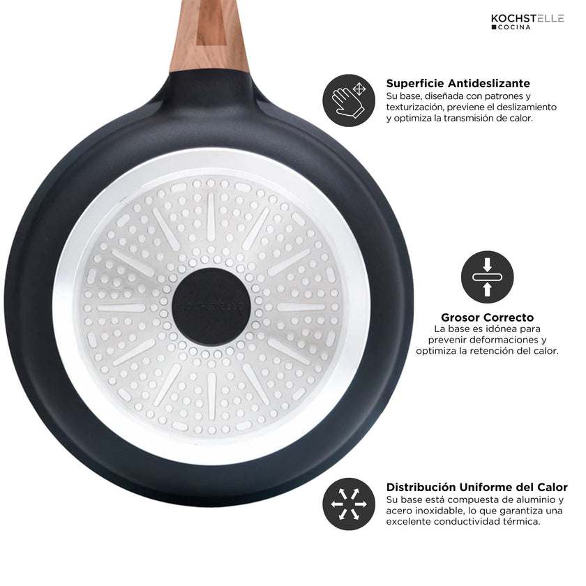 KOCHSTELLE Sartén de Granito Color Negro Antiadherente 1 pieza