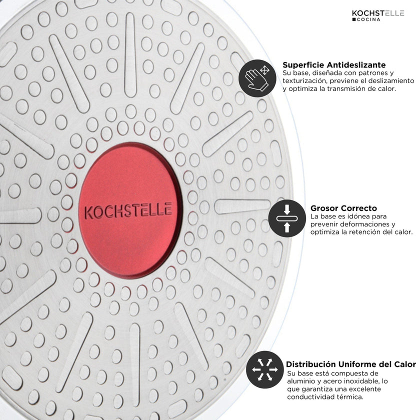 KOCHSTELLE Batería de Cocina Luxury Color Rojo Antiadherente de 13 piezas