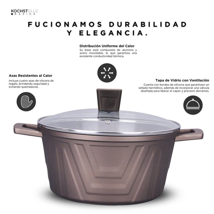 KOCHSTELLE Batería de Cocina Modern Color Café Antiadherente de 13 piezas