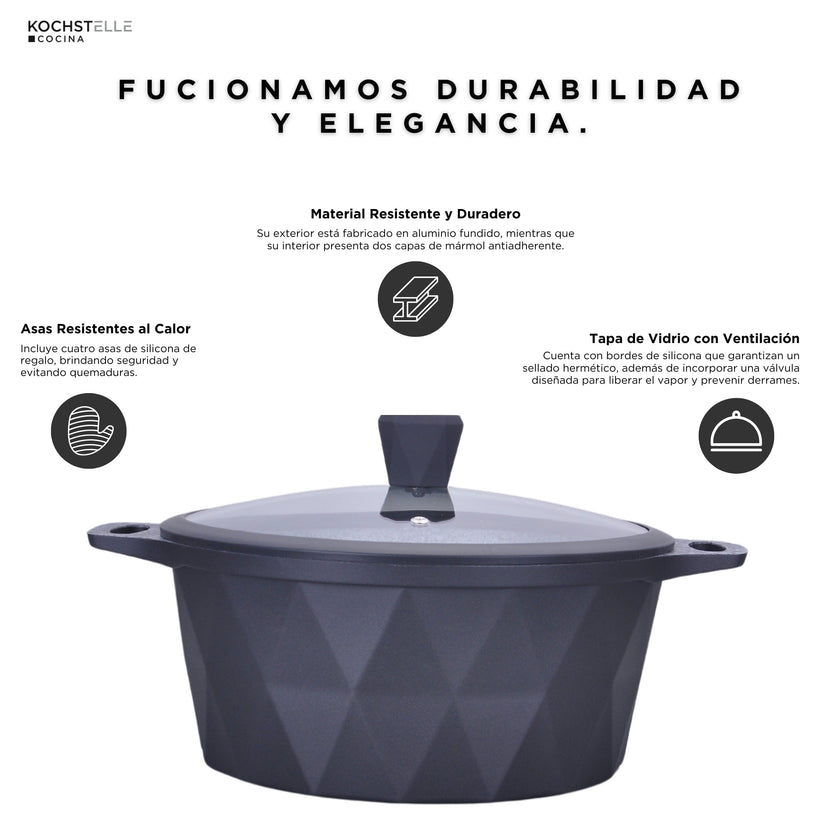KOCHSTELLE Batería de Cocina Serenity Color Negro Antiadherente de 13 piezas