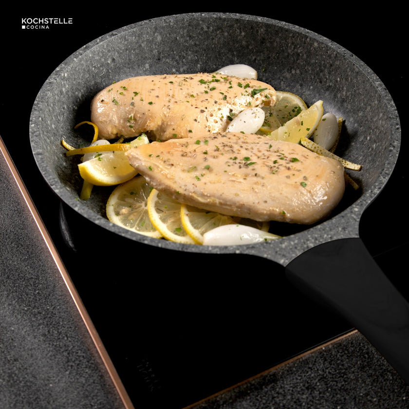 KOCHSTELLE Set de Sartenes de Granito Color Negro Antiadherente de 3 piezas