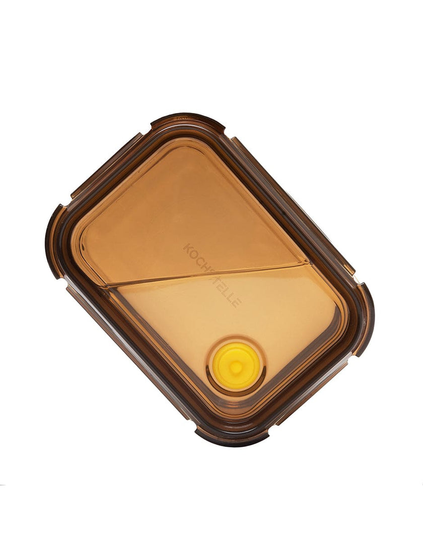 Set de 3 Contenedores Rectangulares Herméticos De Vidrio color ambar