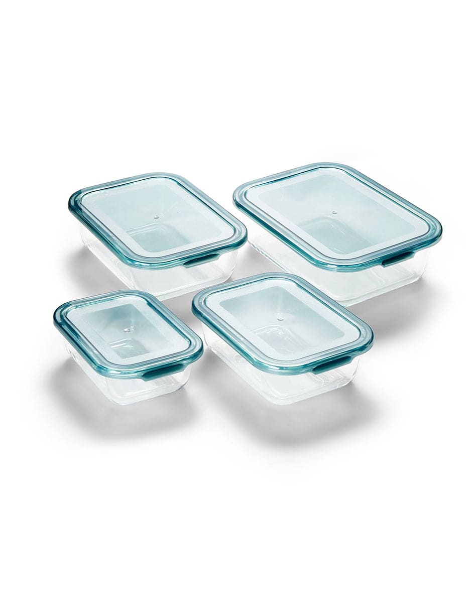 Set de 4 Contenedores Rectangulares De Vidrio