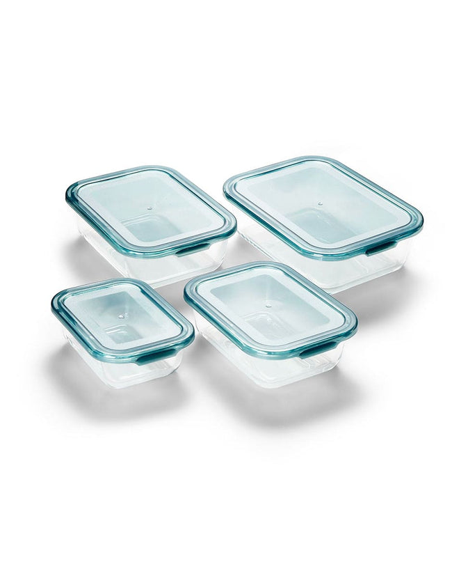Set de 4 Contenedores Rectangulares De Vidrio