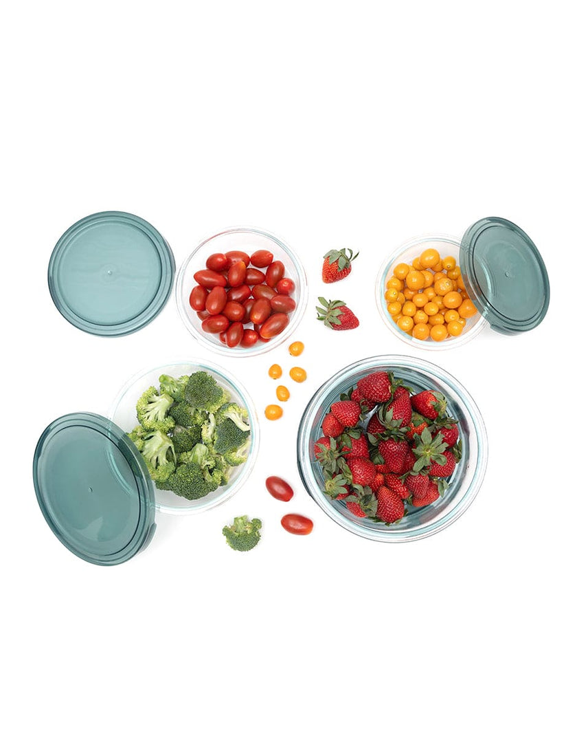 Set de 4 Contenedores Redondos De Vidrio