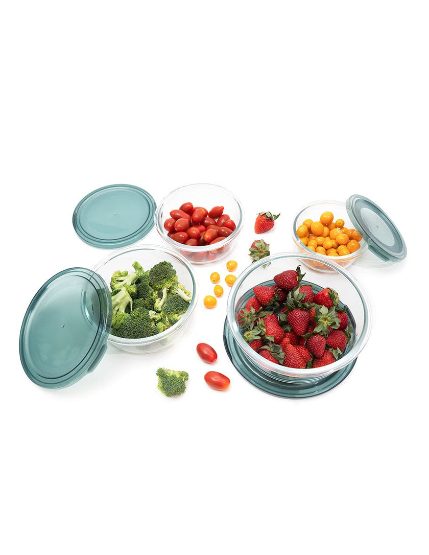 Set de 4 Contenedores Redondos De Vidrio