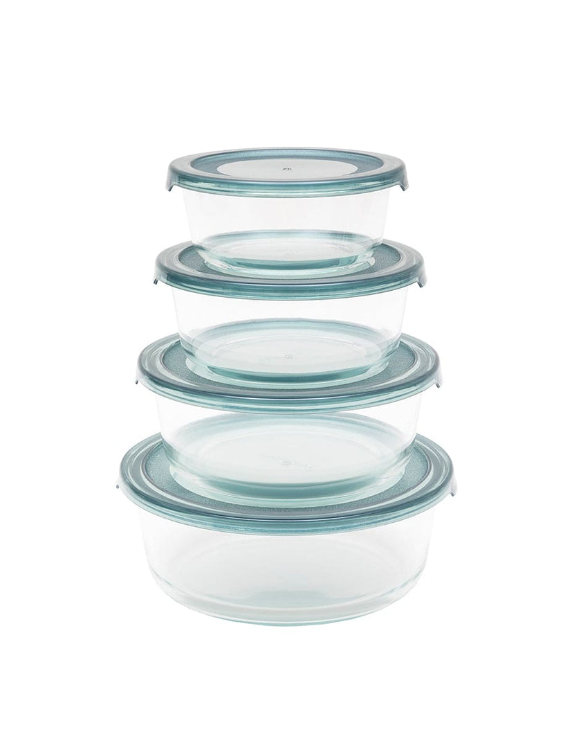 Set de 4 Contenedores Redondos De Vidrio
