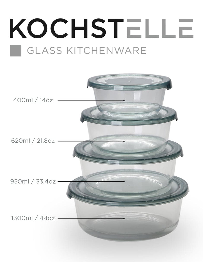 Set de 4 Contenedores Redondos De Vidrio