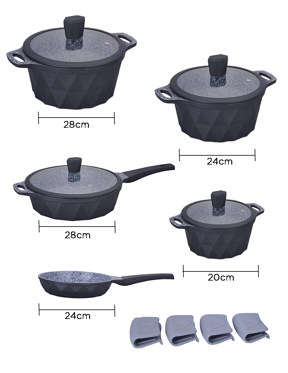 Batería de cocina Serenity Negra con Granito antiadherente 13 piezas. –  Kochstelle