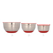 Bowls mezcladores de acero inoxidable con silicón color rojo + 3 ralladores 9 piezas
