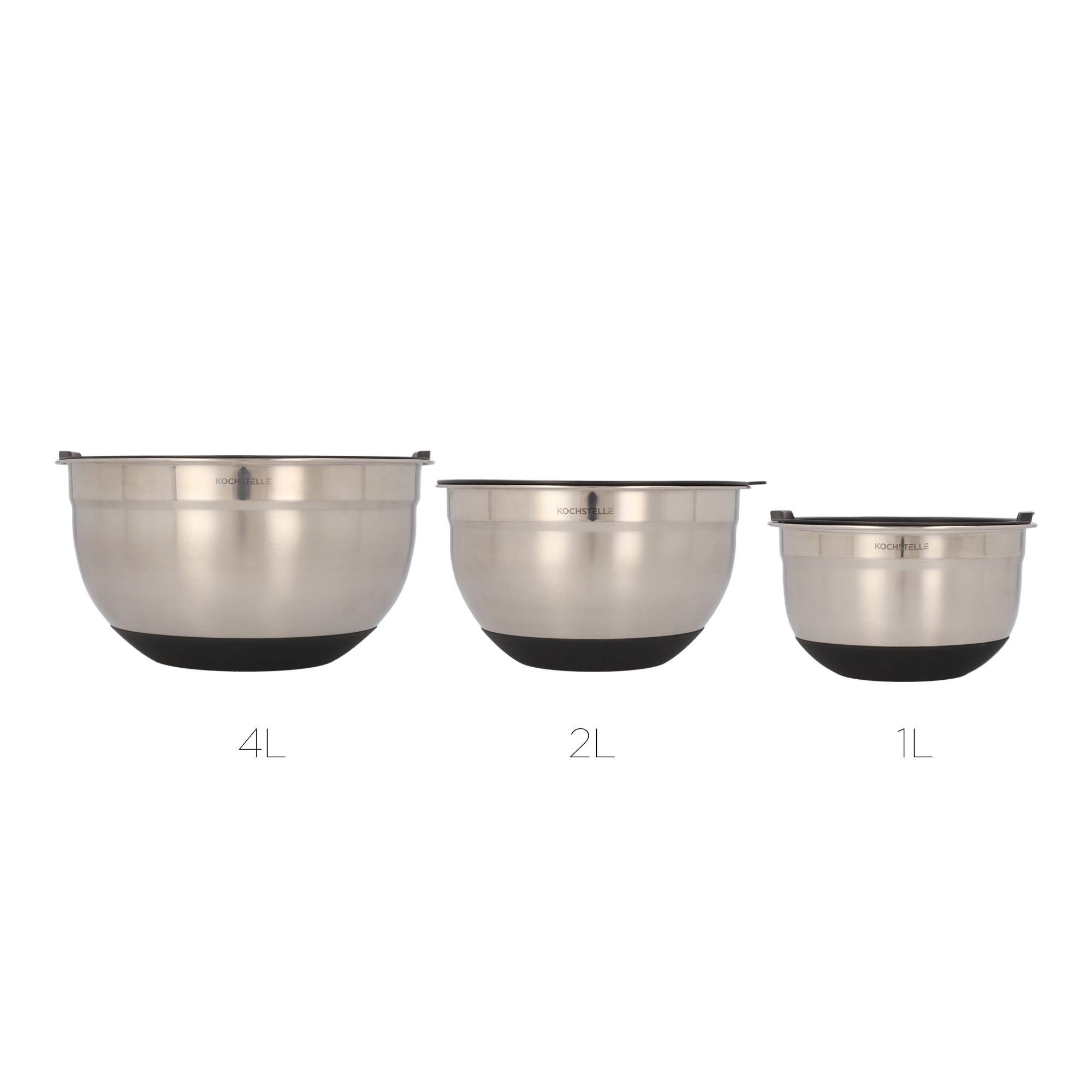 Bowls mezcladores de acero inoxidable con silicon color negro + 3 rall –  Kochstelle